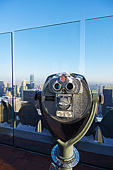 注视,望远镜,洛克菲勒中心,看,中央公园,纽约,美国