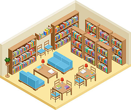 大厅,图书馆,书架,矢量,插画
