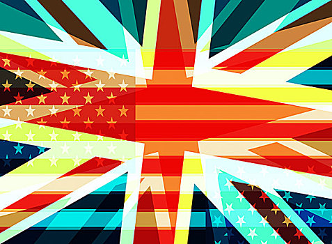抽象,英国,美国,旗帜
