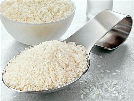 长粒米,勺子,碗