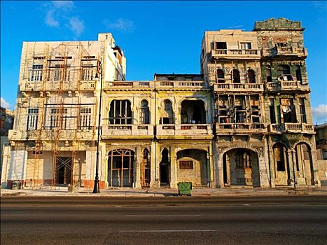 荒废,建筑,马雷贡,哈瓦那,古巴,仰视