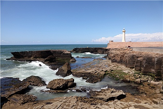 灯塔,大西洋,海岸,拉巴特,摩洛哥