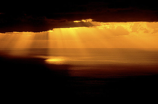 太阳,上方,海洋,夏威夷大岛,夏威夷,美国