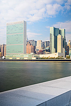 市中心,天际线,联合国大楼,岛屿,曼哈顿,纽约,美国