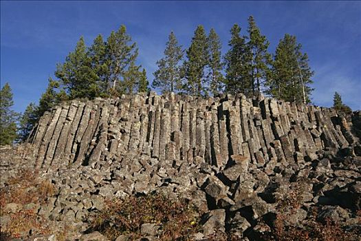 悬崖,玄武岩,火山岩,柱子,降温,岁月,黄石国家公园,怀俄明