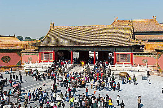 许多人,大门,纯,故宫,宫殿,北京,中国