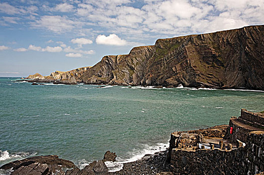 悬崖,海岸,德文郡,英格兰