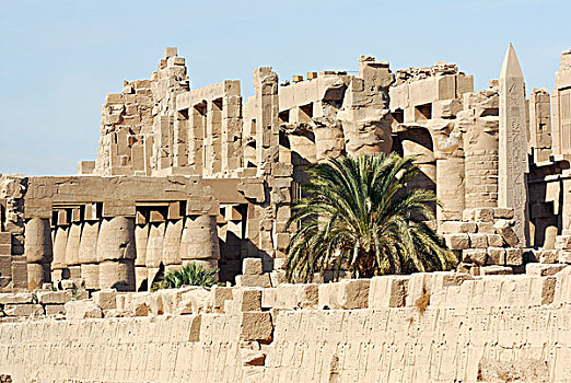 墙壁,柱子,方尖塔,卡尔纳克神庙,路克索神庙,尼罗河流域,埃及,非洲
