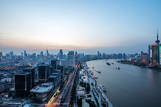 上海,黄浦江,两岸,夜景