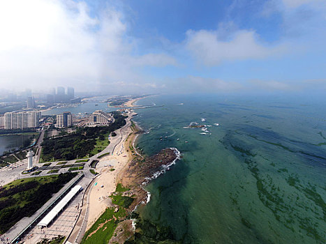 300米高空俯瞰海龙湾,碧波万顷游船穿梭宛如仙境