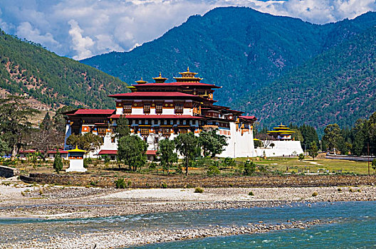 宗派寺院,城堡,普那卡,不丹,亚洲