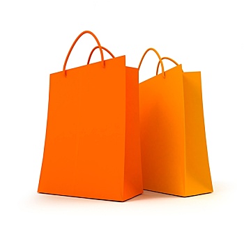 一对,橙色,购物袋