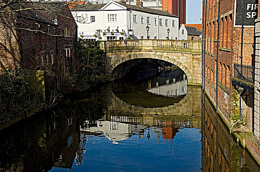 英格兰,北约克郡,桥,19世纪,乔治时期风格,上方,河