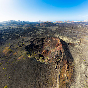 火山口,火山,卡塔琳娜,后面,靠近,兰索罗特岛,加纳利群岛,西班牙,欧洲