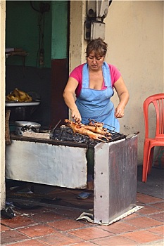 烤制,天竺鼠,厄瓜多尔