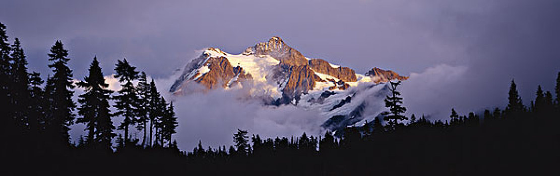 山,孰克森,云,晚上,北瀑布国家公园,大幅,尺寸