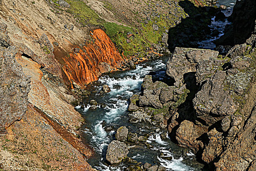 冰岛,湍流,火山岩,橙色,矿泉