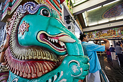 新加坡,小印度,庙宇,大象,雕塑