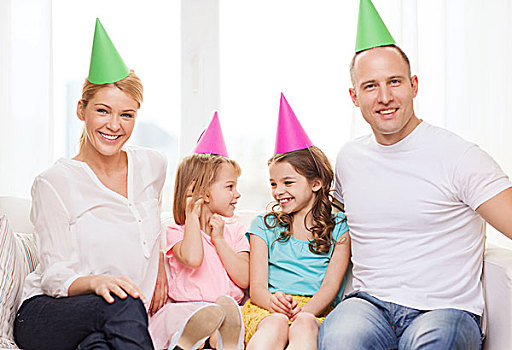庆贺,家庭,休假,孩子,生日,概念,幸福之家,两个,帽子