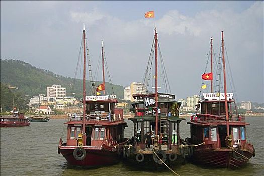 游览船,海中,下龙湾,越南