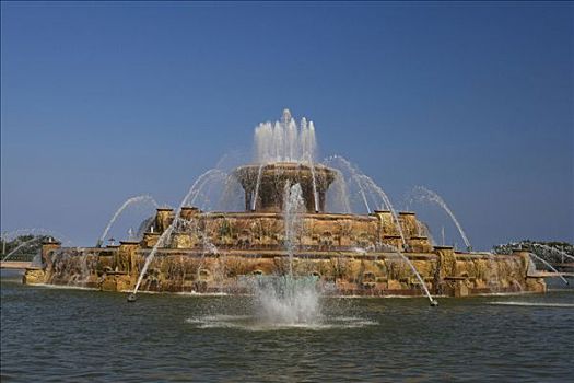 喷泉,公园,白金汉喷泉,格兰特公园,芝加哥,伊利诺斯,美国