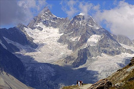 游客,登山,靠近,策马特峰,顶峰,瓦莱,瑞士