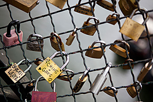 爱情,锁,艺术桥,巴黎,法国