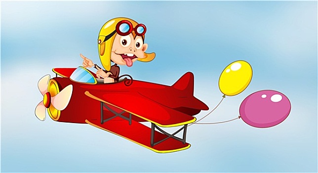猴子,飞,飞机,气球