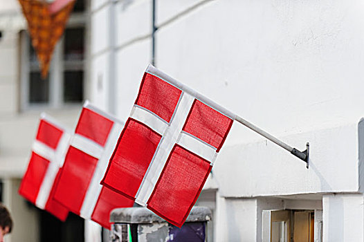 丹麦,哥本哈根,街景,新港,旗帜