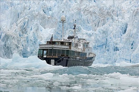 游船,边缘,冰河,东南阿拉斯加