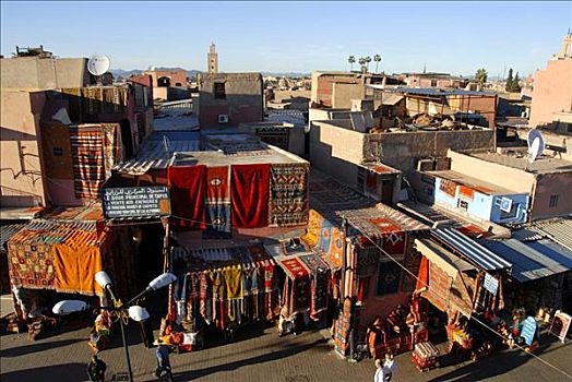 屋顶,城市,地毯,悬挂,建筑,地点,麦地那,玛拉喀什,摩洛哥