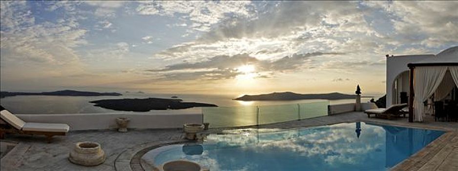 奢华,套房,酒店,游泳池,锡拉岛,希腊