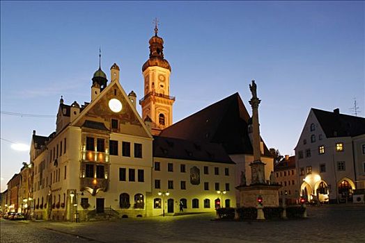 玛利亚广场,教堂,历史名城,中心,上巴伐利亚,德国,欧洲