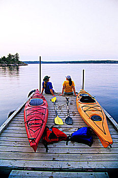 漂流者,放松,湖,营地,船,码头,怀特雪尔省立公园,曼尼托巴,加拿大