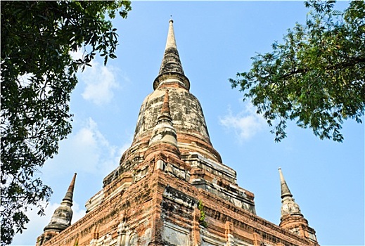 塔,寺院,大城府,泰国