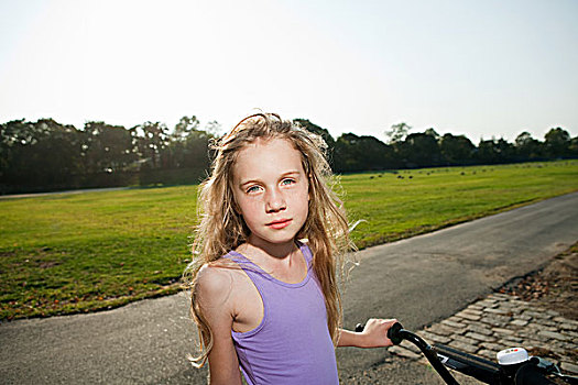 女孩,自行车,肖像