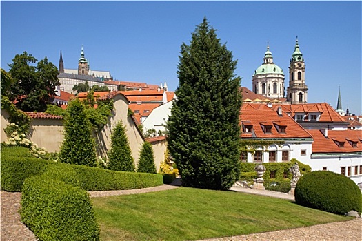 捷克共和国,布拉格,18世纪,花园,教堂