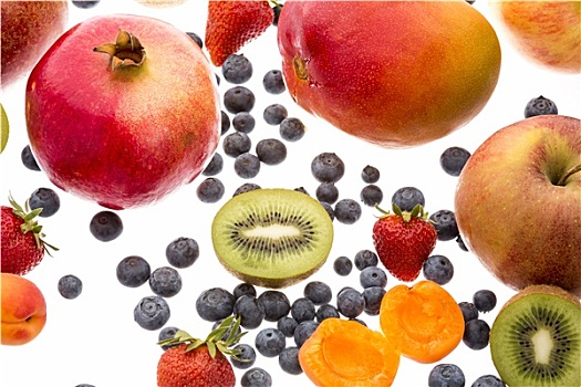 特写,浆果,水果,白色背景