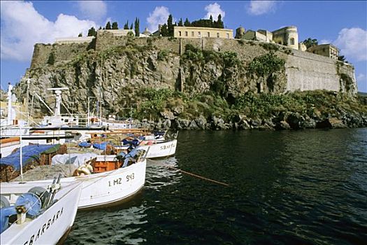 意大利,岛屿,城堡,船