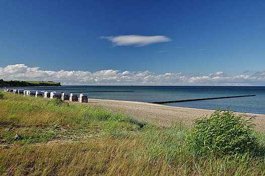 峻岸,波罗的海,沙滩椅,海滩,北德