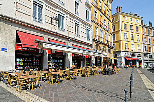 街头咖啡馆,地点,圣人,克莱尔,格勒诺布尔市,隆河阿尔卑斯山省,法国,欧洲