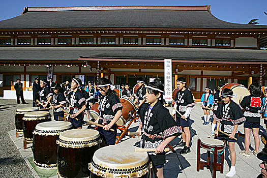 鼓,表演,孩子,神祠,东京,日本