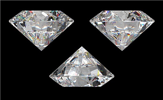 三个,不同,侧面,大,钻石