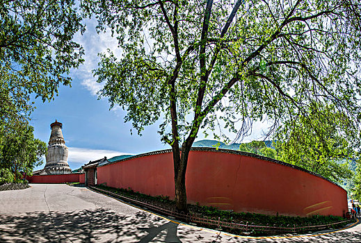 山西忻州市五台山塔院寺寺院墙与大白塔