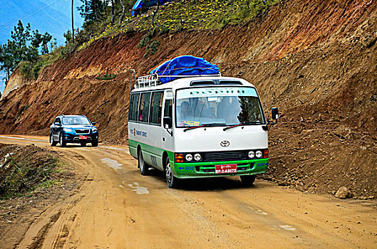 巴士,运输,廷布,普那卡,公路,不丹,亚洲
