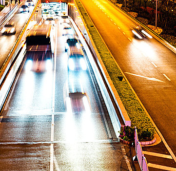 汽车,交通,夜晚,模糊,动感