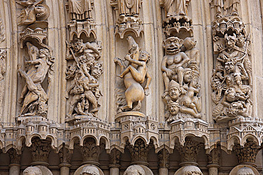 中世纪,古怪,拱门缘饰,哥特式,圣母大教堂,巴黎,法国