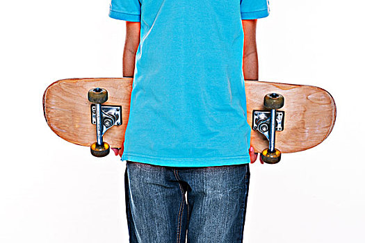 男孩,蓝色,衣服,滑板