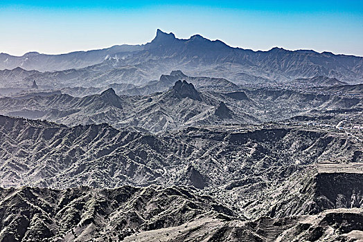 崎岖,荒芜,山景,圣地亚哥,佛得角,非洲