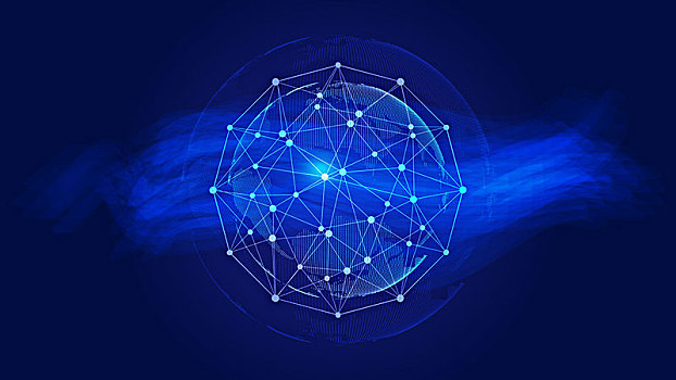 点线链接,数码地球构图深蓝色世界网络科技背景